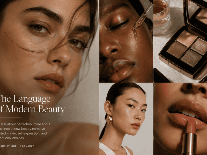 Soft-focus portrait of a woman with natural makeup, emphasizing beauty and skincare.